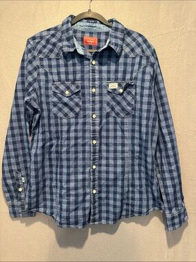 Kimes Ranch Navy and Light Blue Check Button-Up Shirt